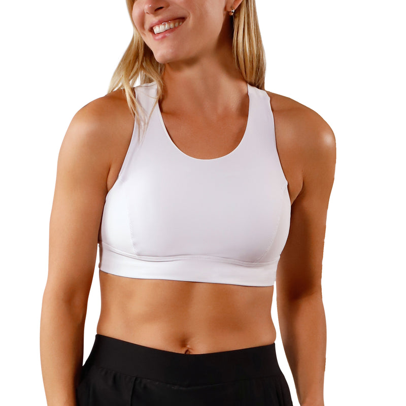 Women's front Active Swim Bra in White|white