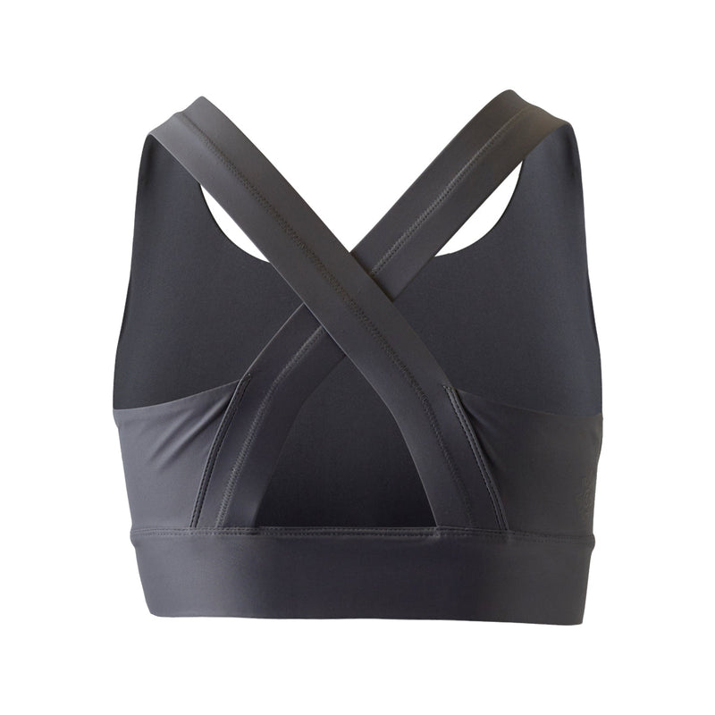 Back of the Women's Active Swim Bra in Black|black-steel-grey