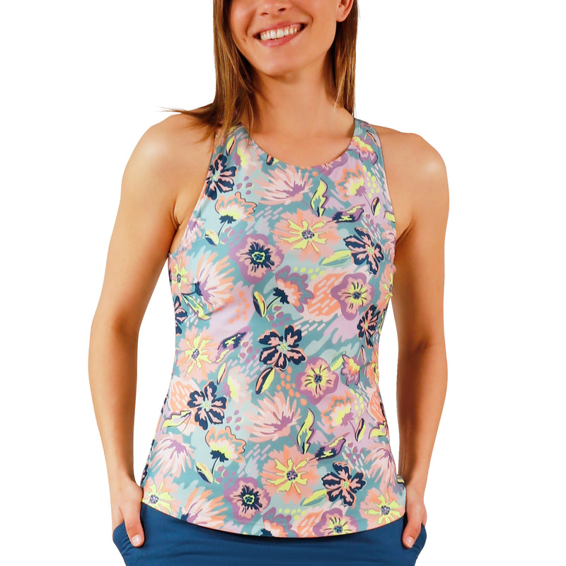 women's high neck tankini in florida floral|florida-floral