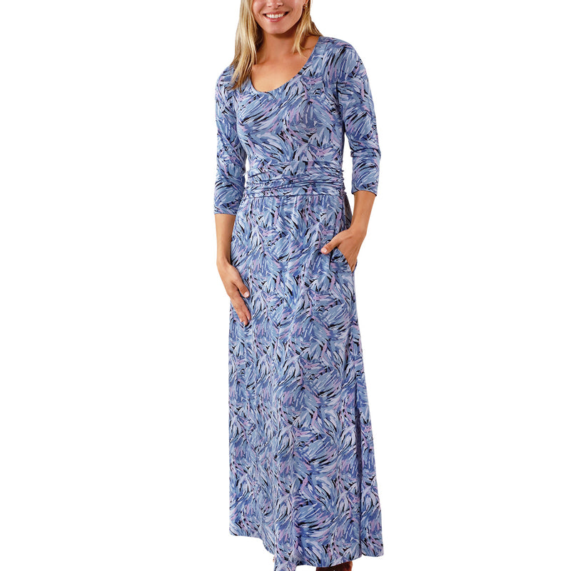 womens scoop neck maxi dress in brushstrokes|brushstrokes