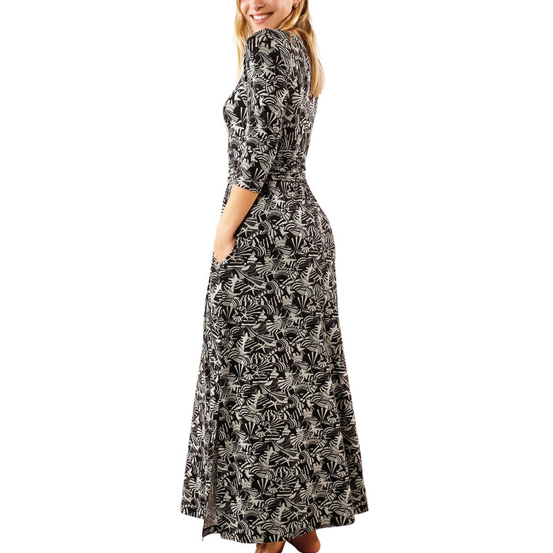 side view of womens scoop neck maxi dress in shadow shells|shadow-shells