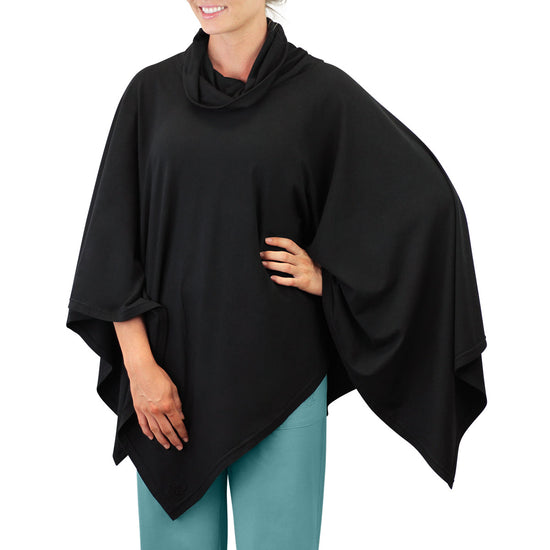 women's sun poncho in black|black