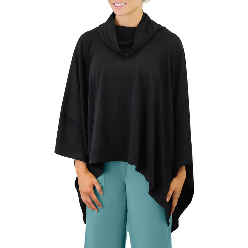 women's sun poncho in black|black