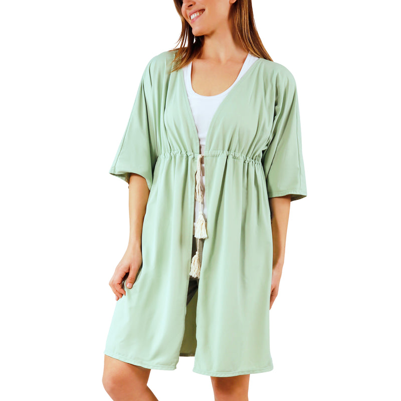 women's front tie sun kimono in frosty green|frosty-green