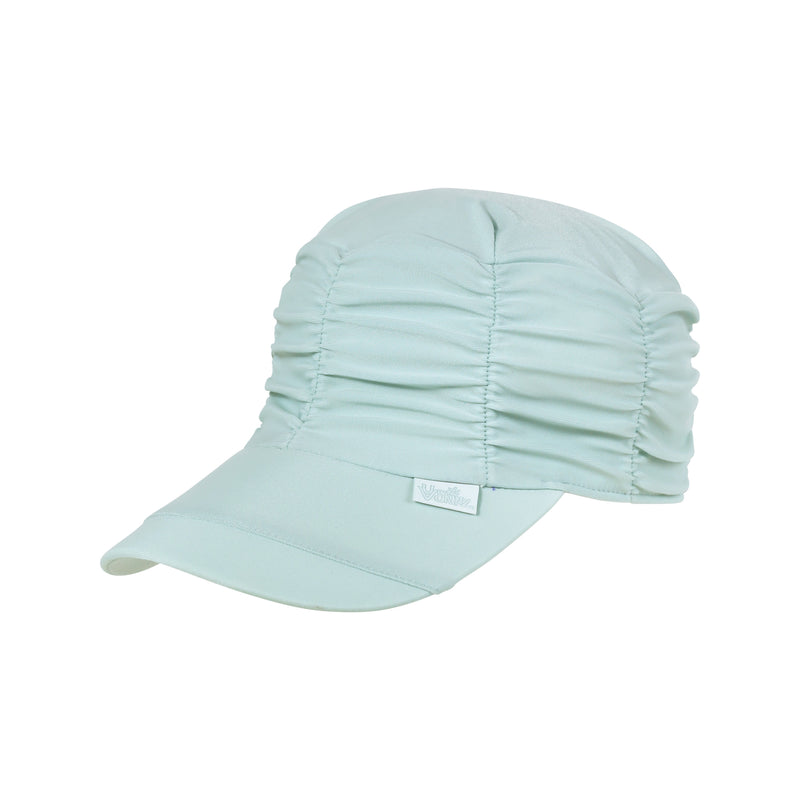 women's ruched sun cap in dewdrop|dewdrop