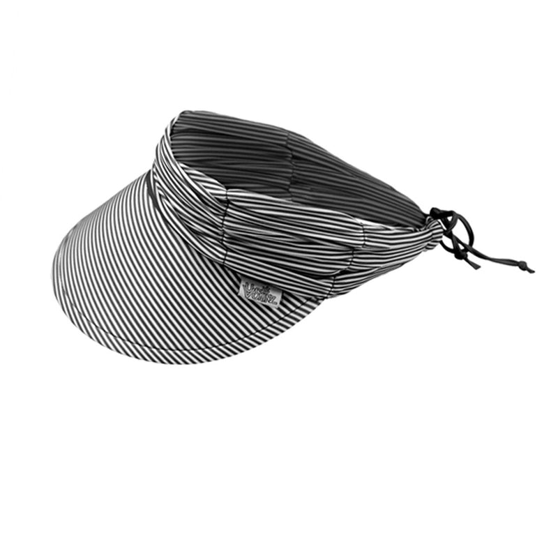 UV Skinz's women's swim visor in black stripes|black-stripes