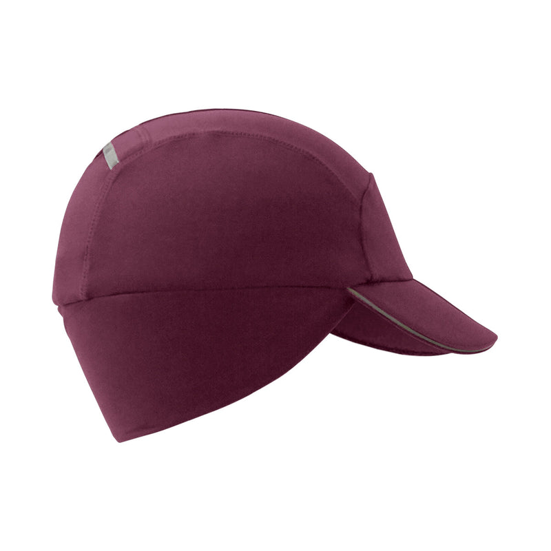 Side View of the Women's Active Ponytail Fleece Hat in Wine|wine