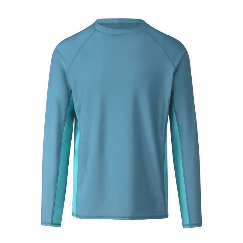 men's long sleeve crew swim shirt in baltic/lagoon|baltic-lagoon