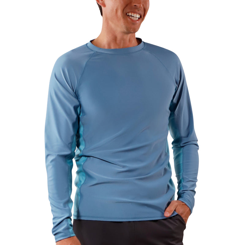 men's long sleeve crew swim shirt in baltic/lagoon|baltic-lagoon