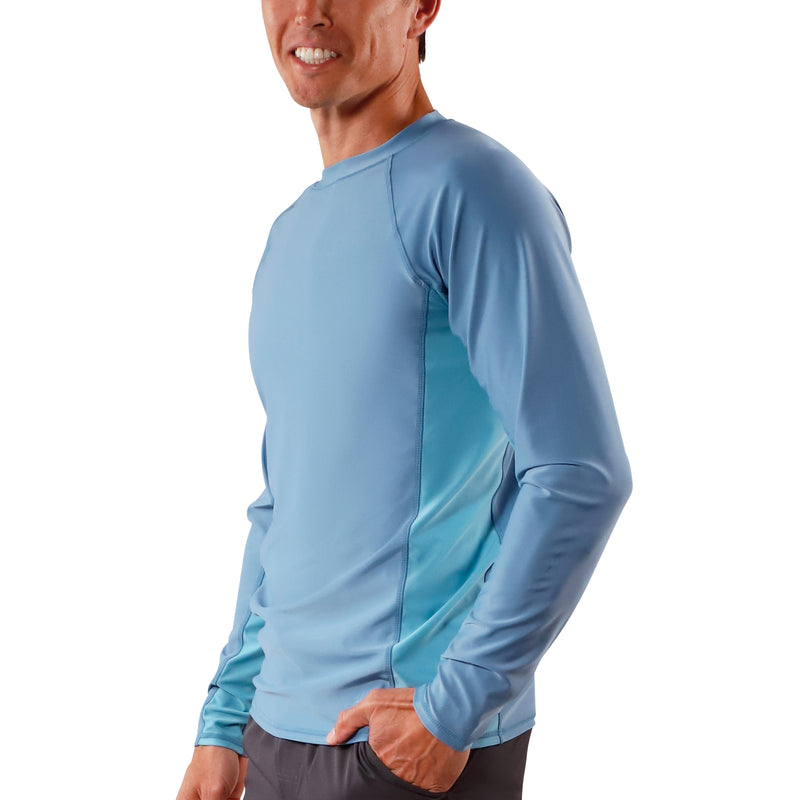 men's long sleeve crew swim shirt in baltic/lagoon|baltic-lagoon