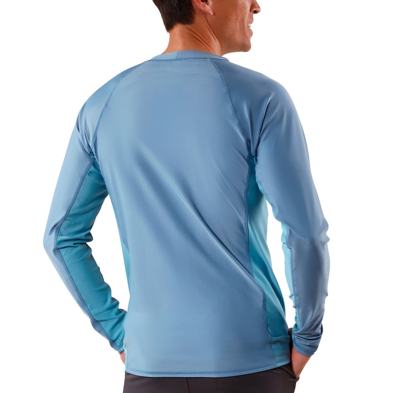 men's long sleeve crew swim shirt in baltic/lagoon|baltic-lagoon