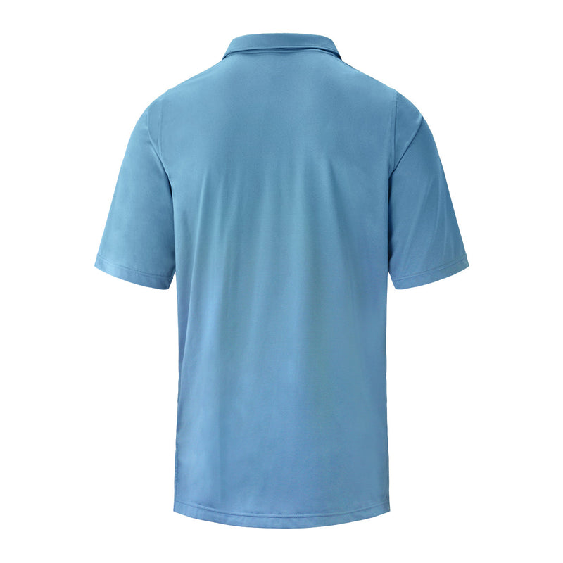 back of the men's short sleeve polo in lagoon|lagoon