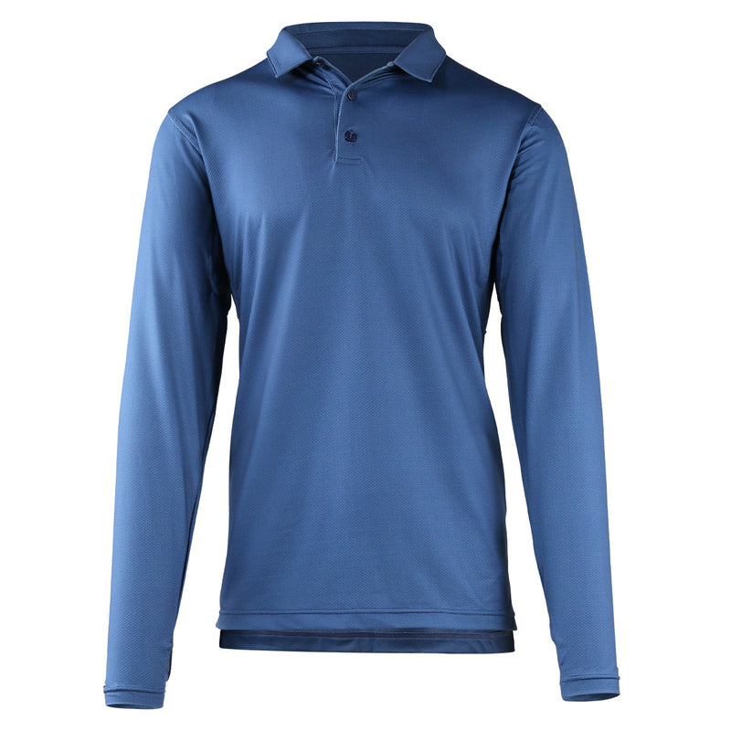 mens long sleeve performance polo shirt in blue links|blue-links