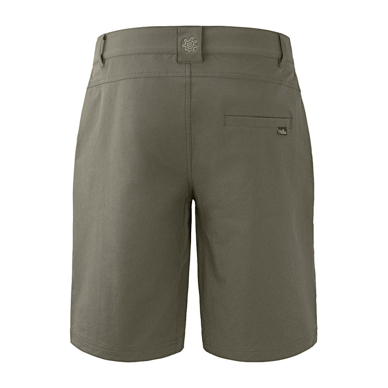 back view of the men's UPF shorts in deep olive|deep-olive