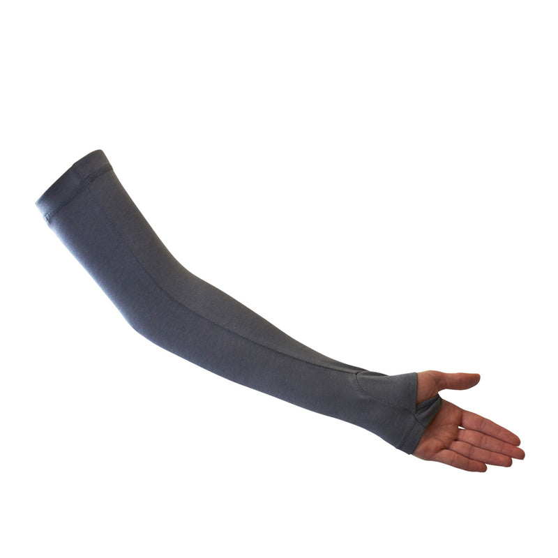 View of Bamboo Sun Sleeves in Steel Grey|steel-grey