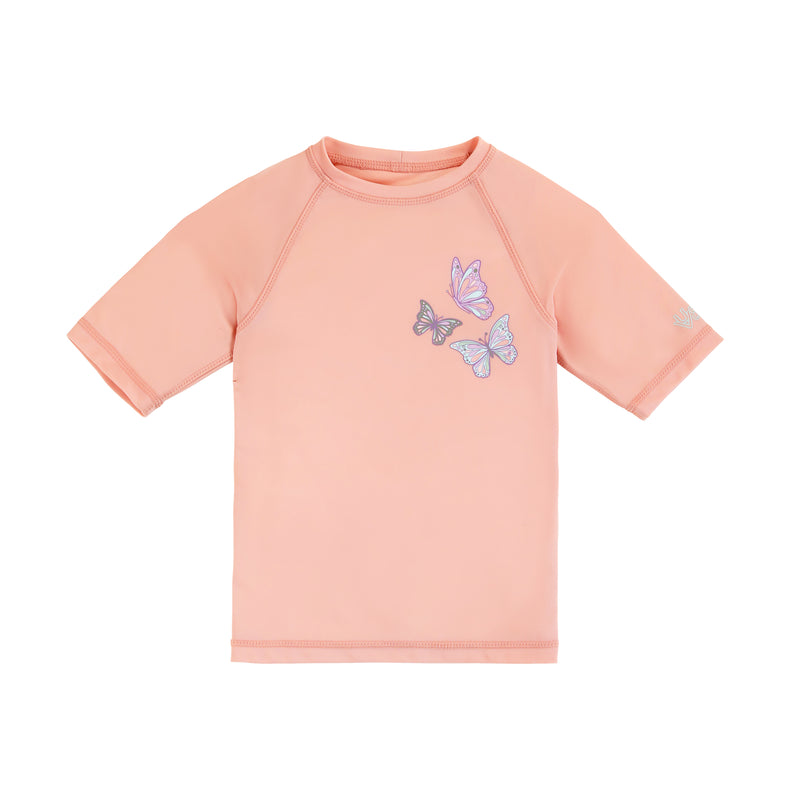 kids short sleeve crew sunny swim shirt in butterfly besties|butterfly-besties