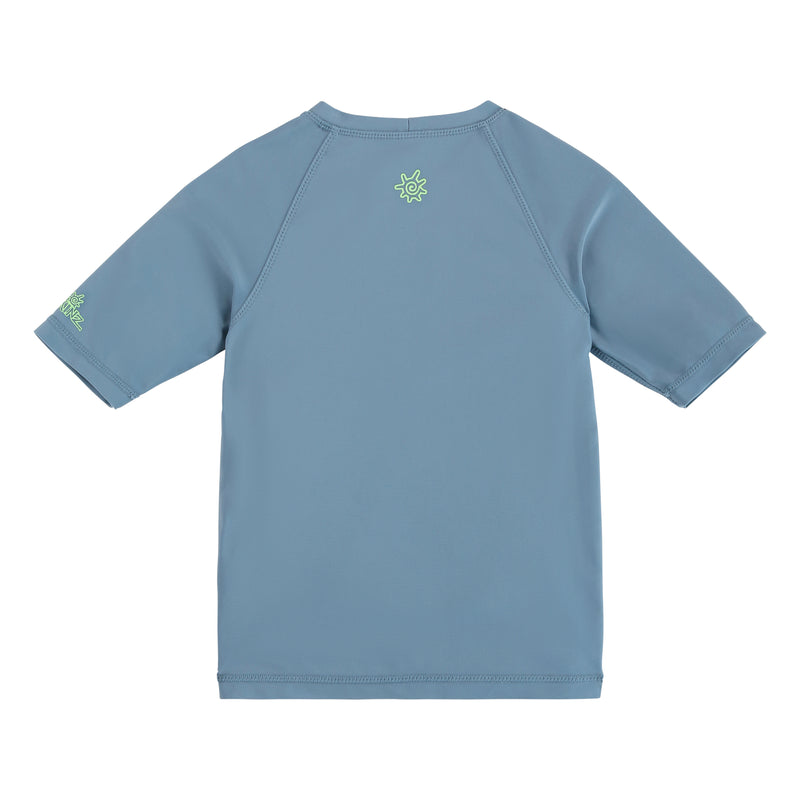 back view of kids crew sunny swim shirt in paddle board pup|paddle-board-pup