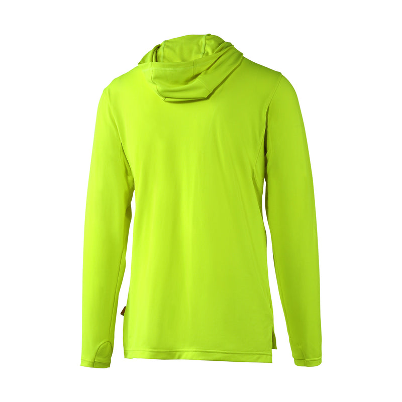 back view of mens workwear sun performance hoodie in neon yellow|neon-yellow