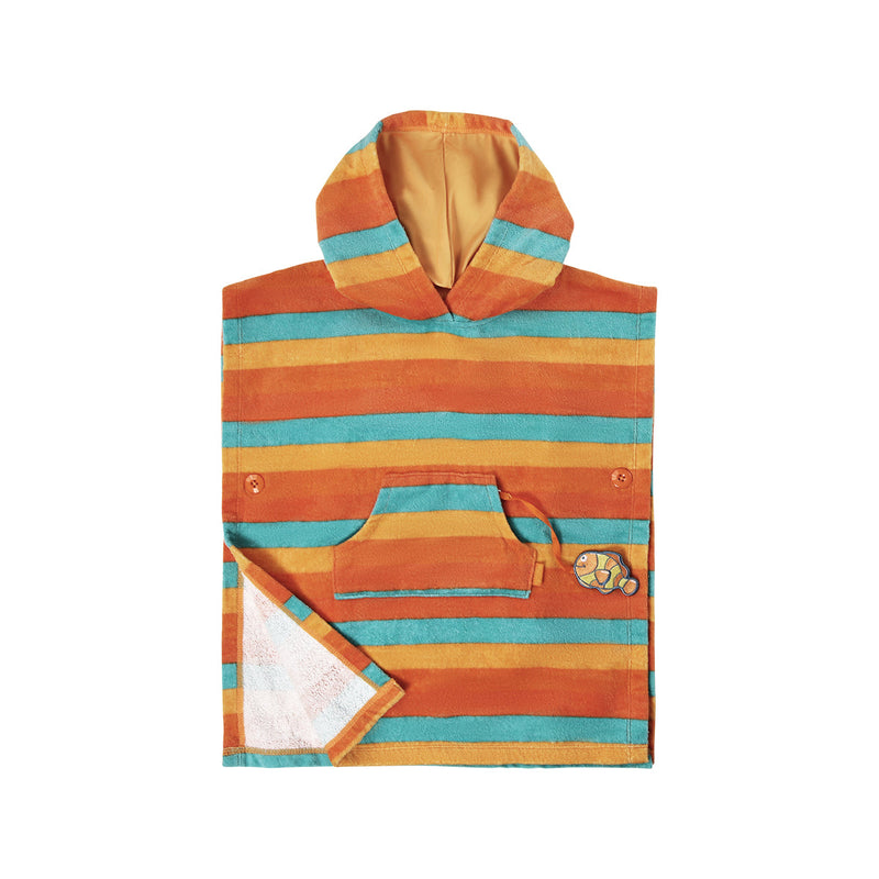 UV Skinz UPF Beach Poncho for Kids Front View in Sunset Stripe|sunset-stripe