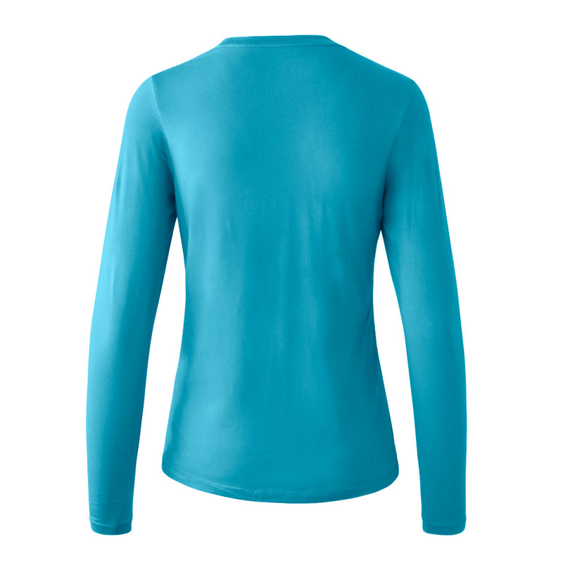 Back of the Women's Long Sleeve Everyday Tee in Scuba Blue|scuba-blue