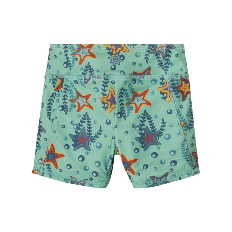 girl's reversible active swim shorts|starfish-party-seaglass