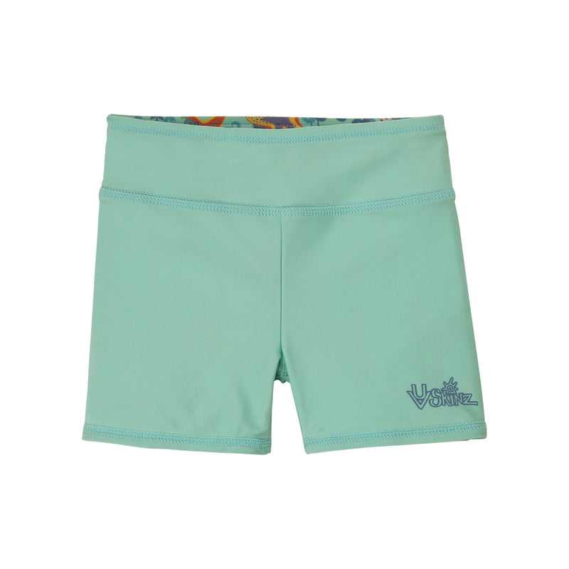 girl's reversible active swim shorts|starfish-party-seaglass