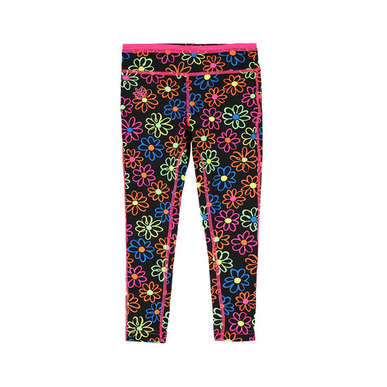 girls neon upf active sport swim tights|neon-daisies