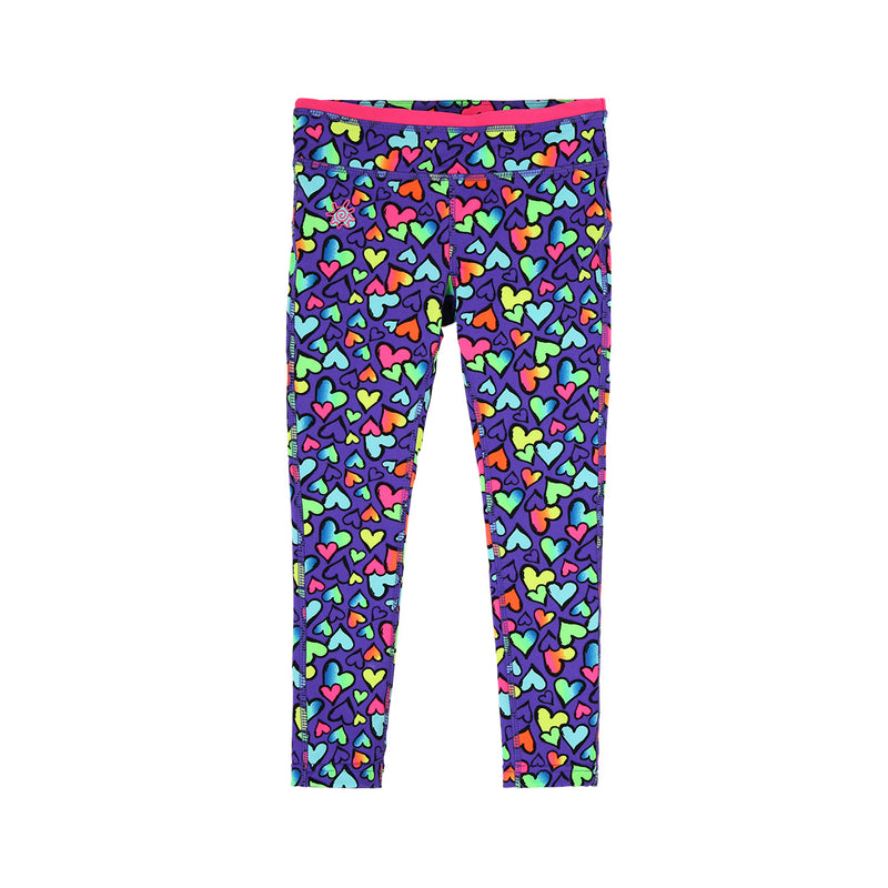 girls neon upf active sport swim tights|neon-hearts