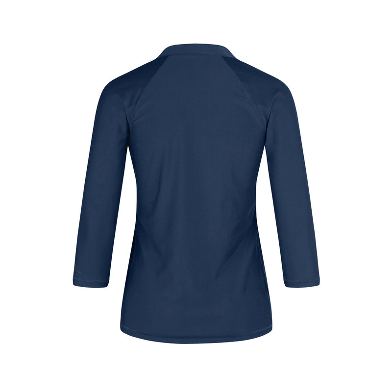 Back of the Women's V-Neck Sun & Swim Shirt in Midnight|midnight