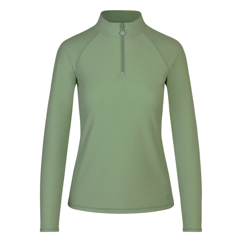 women’s long sleeve quarter zip swim shirt in sage|sage