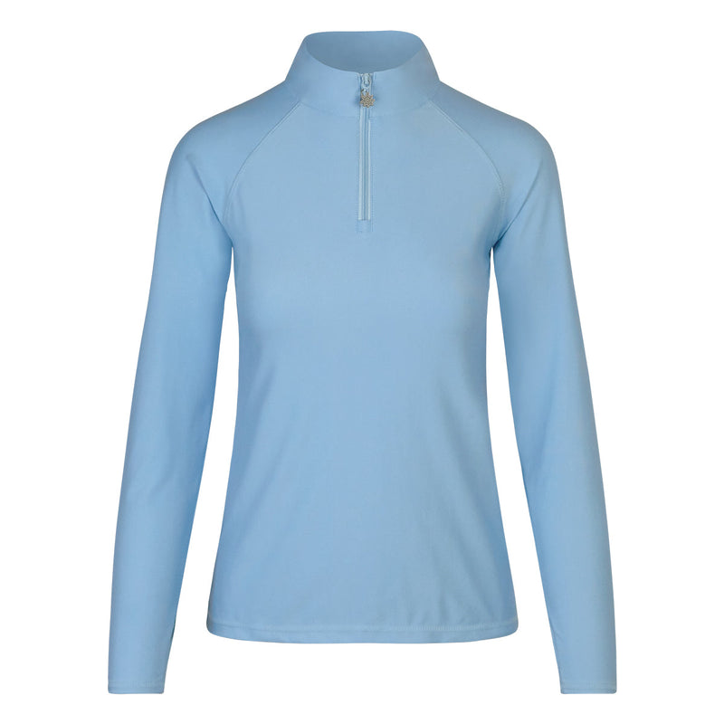 women’s long sleeve quarter zip swim shirt in clear sky|clear-sky