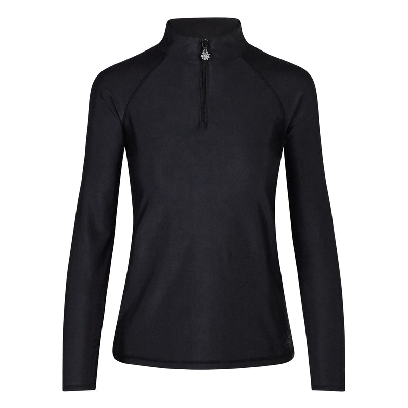 women’s long sleeve quarter zip swim shirt in black|black