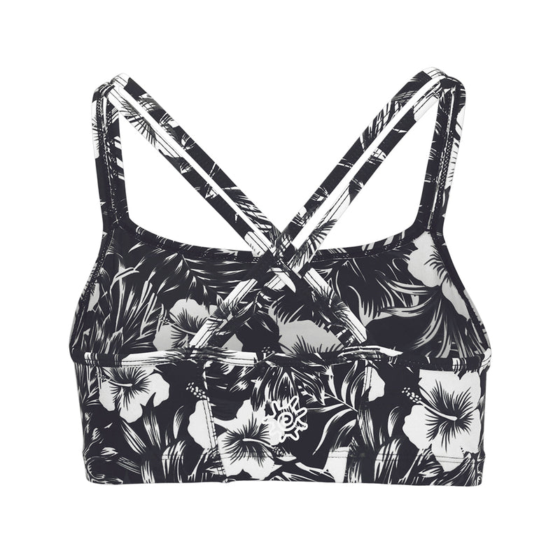 back of the women's crisscross swim bra in black paradise|black-paradise