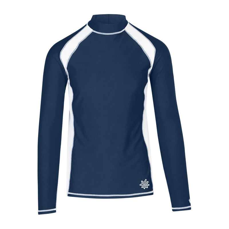 men's long sleeve active swim shirt in midnight white|midnight-white